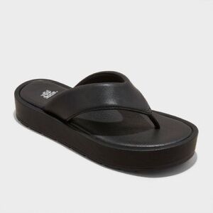 Platform Flip Flop Sandals Black